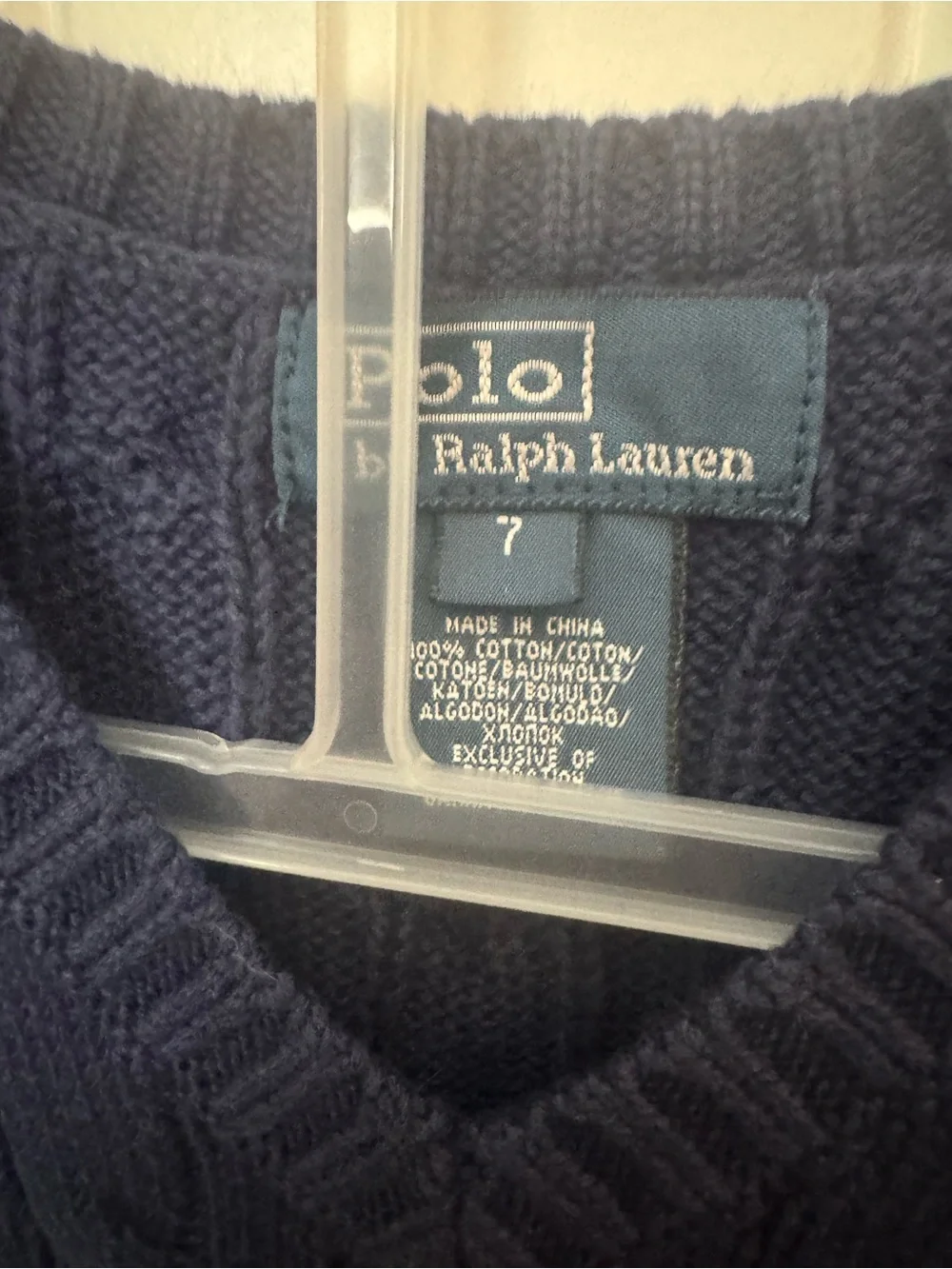 Polo by Ralph Lauren boys Navy Cable-Knit V-Neck Sweater Vest size 7